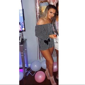 Black and white striped romper